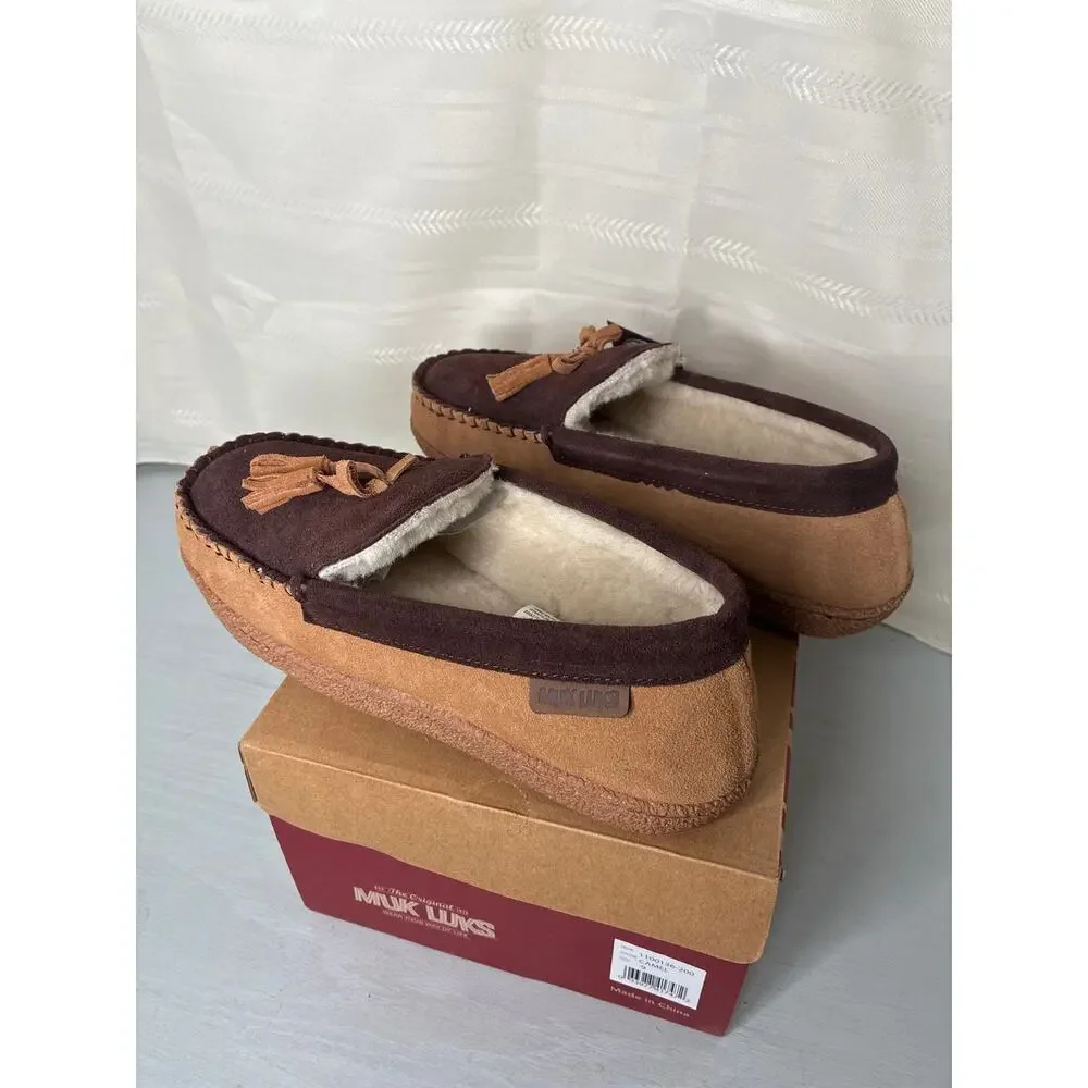 Muk Luks Talan Slippers Camel Genuine Leather Mens Size 9